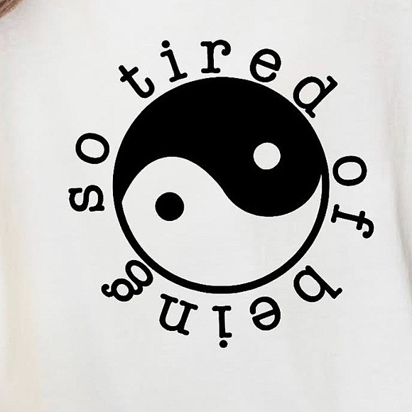 So tired of being Graphic Tee with Yin Yang Design HAND CRAFTED sizes XS - XL - Picture 2 of 2